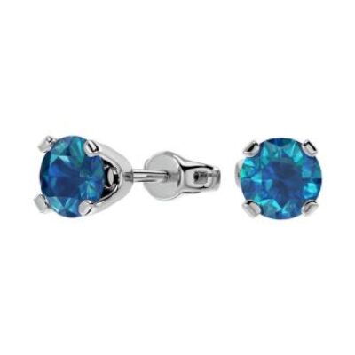 Blue Diamond Earrings | Nearly 1 Carat Blue Diamond Stud Earrings In 14 Karat White Gold | SuperJeweler