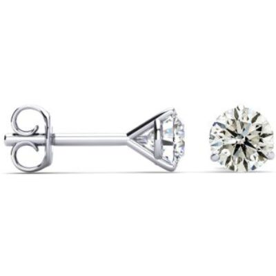 Diamond Stud Earrings | 1 Carat Diamond Stud Earrings In Martini Setting, 14 Karat White Gold | SuperJeweler