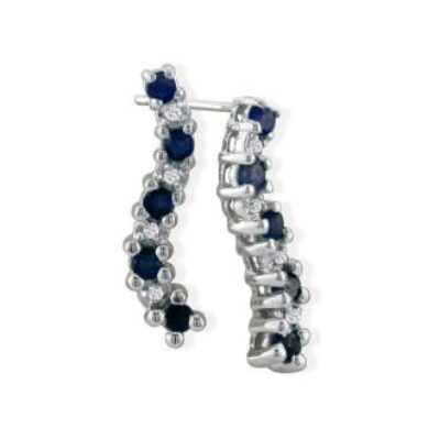 Sapphire Earrings | September Birthstone | 1/2ct Sapphire Journey Diamond Earrings In White Gold | SuperJeweler