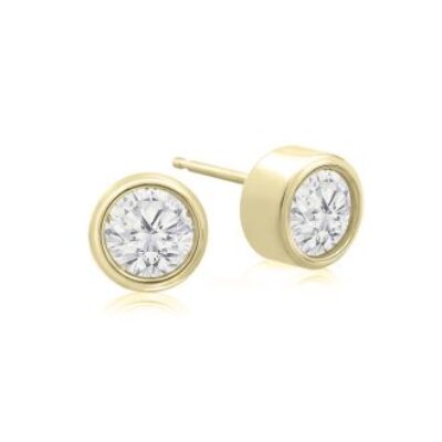 Diamond Stud Earrings | 3/4 Carat Bezel Set Diamond Stud Earrings Crafted In 14 Karat Yellow Gold | SuperJeweler