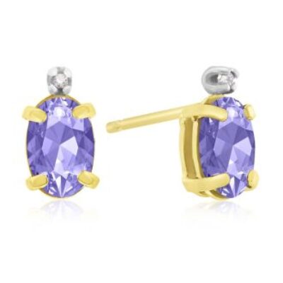 1 1/4ct Oval Tanzanite and Diamond Earrings in 14k Yellow Gold | SuperJeweler.com