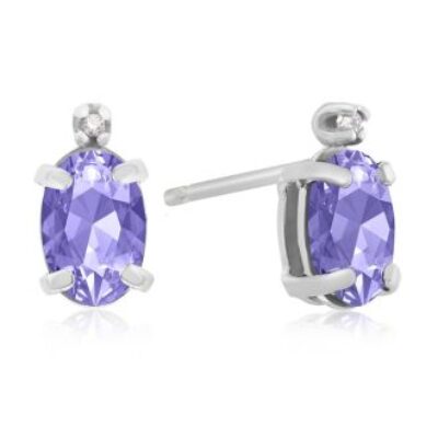 1 1/4ct Oval Tanzanite and Diamond Earrings in 14k White Gold | SuperJeweler.com