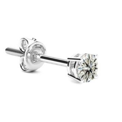 Diamond Stud Earrings | 1/4 Carat Single Diamond Stud Earring In 14 Karat White Gold | SuperJeweler