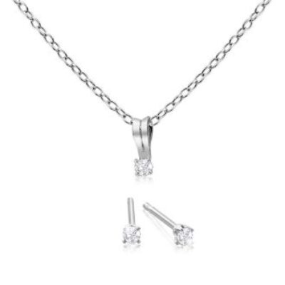 Her First Diamond Necklace and Earrings. Fiery Dainty Diamonds |  SuperJeweler.com