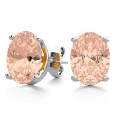 Morganite Earrings | Oval Shape Morganite Earrings Studs In Sterling Silver