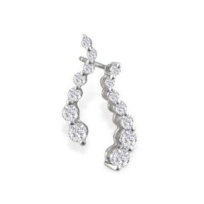 Diamond Drop Earrings | 1ct Journey Diamond Earrings in 14k White Gold