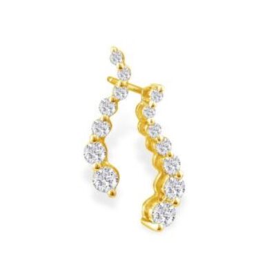 Diamond Drop Earrings | 1ct Journey Diamond Earrings in 14k Yellow Gold