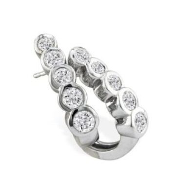 1/2ct Bezel Set Journey Diamond Hoop Earrings in 14k White Gold | SuperJeweler.com