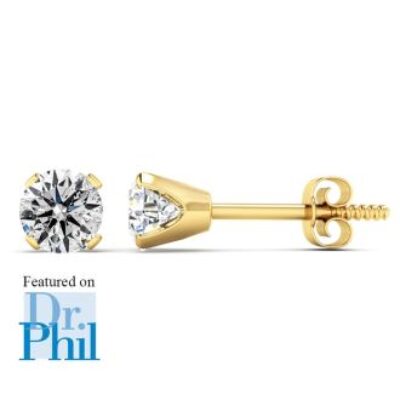 Diamond Stud Earrings | 1/2 Carat Diamond Stud Earrings In 14 Karat Yellow Gold Featured on Dr. Phil | SuperJeweler