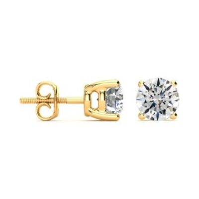 Diamond Stud Earrings | 2 Carat Diamond Stud Earrings In 14 Karat Yellow Gold | SuperJeweler