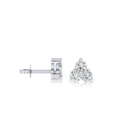 Three Diamond Earrings | 1/2ct Three Diamond Triangle Stud Earrings In 14K White Gold | SuperJeweler