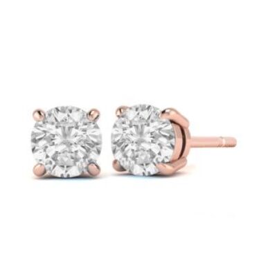 Diamond Stud Earrings | 3/4 Carat Diamond Stud Earrings In 14 Karat Rose Gold | SuperJeweler