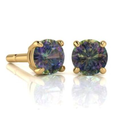 Mystic Topaz | Mystic Topaz Earrings | 2 3/4ct Round Mystic Topaz Stud Earrings In 14K Yellow Gold Over Sterling Silver | SuperJeweler