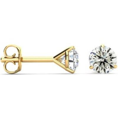 Diamond Stud Earrings | 1 Carat Diamond Stud Earrings In Martini Setting, 14 Karat Yellow Gold | SuperJeweler