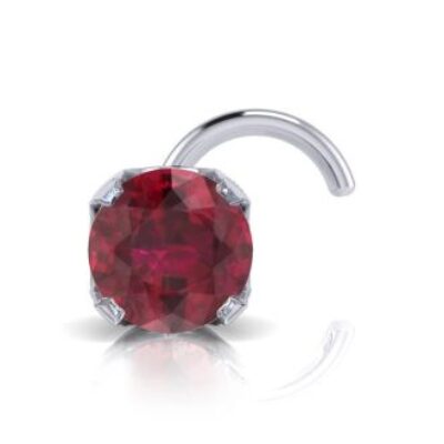 Ruby Nose Rings | 0.015ct 1.5mm Ruby Nose Ring In 14K White Gold | SuperJeweler