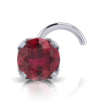 Ruby Nose Rings | 0.03ct 2mm Ruby Nose Ring In 14K White Gold | SuperJeweler