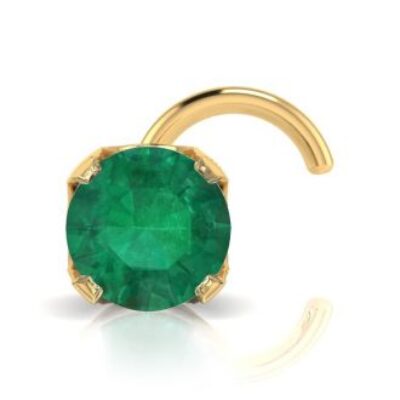 Emerald Nose Rings | 0.03ct 2mm Emerald Nose Ring In 14K Yellow Gold | SuperJeweler