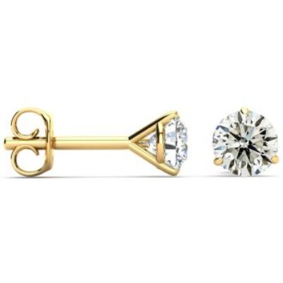 Diamond Stud Earrings | 1 1/2 Carat Colorless Diamond Stud Earrings in 14 Karat Yellow Gold Martini Setting | SuperJeweler