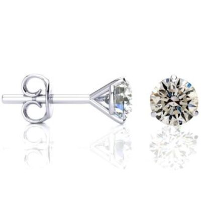 Diamond Stud Earrings | 1 1/2 Carat Diamond Stud Earrings in 14 Karat White Gold Martini Setting | SuperJeweler