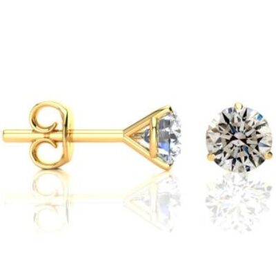 Diamond Stud Earrings | 1 1/2 Carat Diamond Stud Earrings in 14 Karat Yellow Gold Martini Setting | SuperJeweler