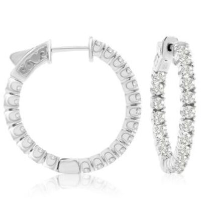 Diamond Hoop Earrings | 1 1/2 Carat Crystal Hoop Earrings In Sterling Silver, 1 Inch