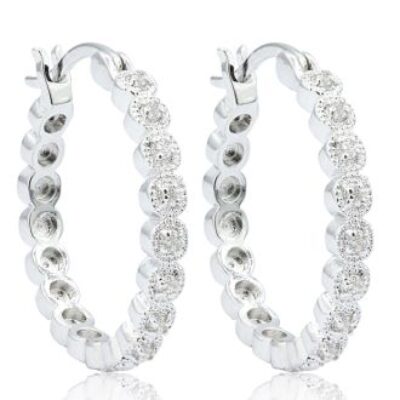 Diamond Hoop Earrings | 1/4 Carat Diamond Hoop Earrings, 3/4 Inch | SuperJeweler