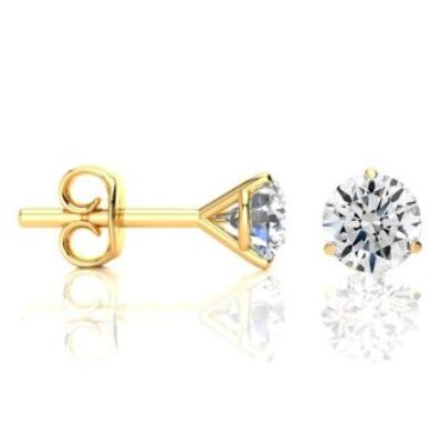 Diamond Stud Earrings | 1.65 Carat Colorless Diamond Stud Earrings in 14 Karat Yellow Gold Martini Setting | SuperJeweler