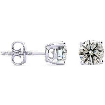 Diamond Stud Earrings | 1 1/4 Carat Diamond Stud Earrings In 14 Karat White Gold Long Post Earrings | SuperJeweler