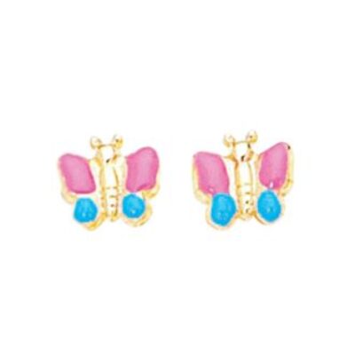 14 Karat Yellow Gold Kids Butterfly Stud Earrings | SuperJeweler