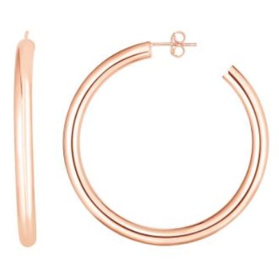 Gold Hoop Earrings | 14 Karat Rose Gold Thick Polished Hoop Earrings, 2 Inches