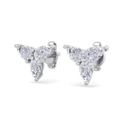 Diamond Stud Earrings | 1/2 Carat Pear Shape Diamond Cluster Earrings In 14 Karat White Gold | SuperJeweler