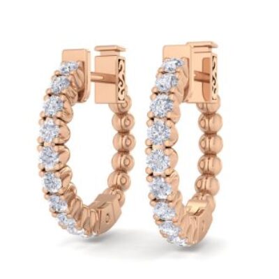 Diamond Hoop Earrings | 1/2 Carat Diamond Hoop Earrings In 14 Karat Rose Gold, 1/2 Inch | SuperJeweler