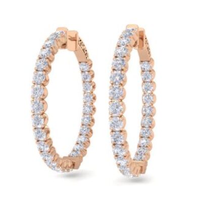 Diamond Hoop Earrings | 5 Carat Diamond Hoop Earrings In 14 Karat Rose Gold, 1 1/2 Inches | SuperJeweler