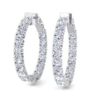 Diamond Hoop Earrings | 7 Carat Diamond Hoop Earrings In 14 Karat White Gold, 1 1/4 Inch | SuperJeweler