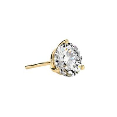 Moissanite Earrings | 2 Carat Moissanite Martini Single Stud Earring In 14K Yellow Gold  | Lowest Moissanite Earring Prices | SuperJeweler