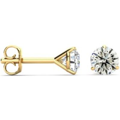 Diamond Stud Earrings | 1.10 Carat Colorless Diamond Stud Earrings In Martini Setting, 14 Karat Yellow Gold | SuperJeweler