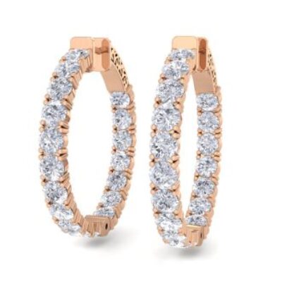 Diamond Hoop Earrings | 7 Carat Diamond Hoop Earrings In 14 Karat Rose Gold, 1 1/4 Inch | SuperJeweler