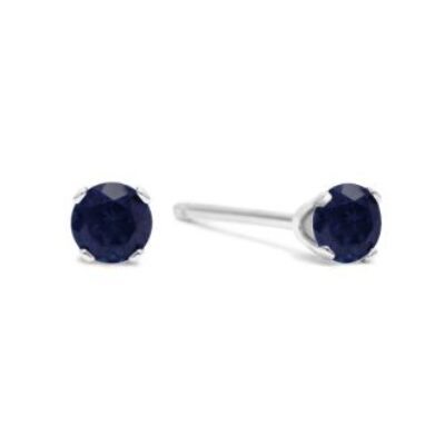 Sapphire Earrings | September Birthstone| 5 Point Sapphire Stud Earrings In Sterling Silver | SuperJeweler