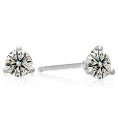 Diamond Stud Earrings | 1/2 Carat Round Diamond Stud Earrings in 14 Karat White Gold with Martini Setting | SuperJeweler