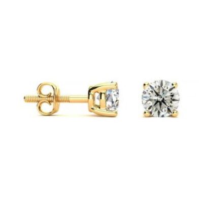 Diamond Stud Earrings | Nearly 3/4 Carat Colorless Diamond Stud Earrings In 14 Karat Yellow Gold | SuperJeweler