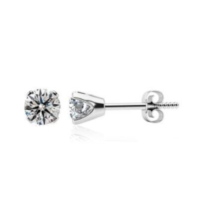 Diamond Stud Earrings | Nearly 1/2 Carat Colorless Diamond Stud Earrings In 14 Karat White Gold | SuperJeweler