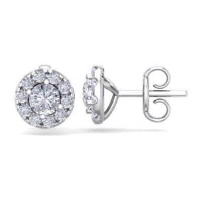 Diamond Stud Earrings | 2 1/2 Carat Halo Diamond Stud Earrings In 14 Karat White Gold | SuperJeweler