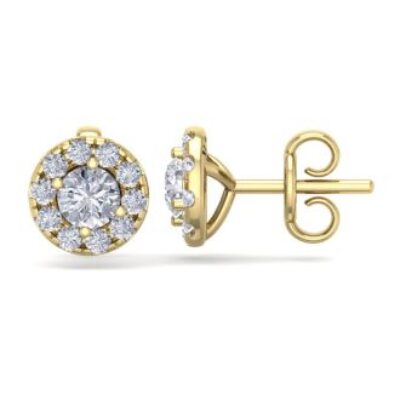 Diamond Stud Earrings | 2 1/2 Carat Halo Diamond Stud Earrings In 14 Karat Yellow Gold | SuperJeweler