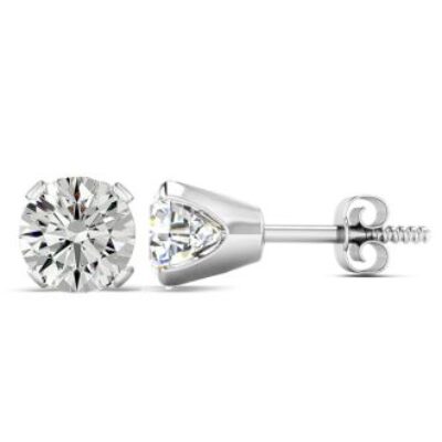 Moissanite Earrings | 2 Carat Moissanite Stud Earrings Set In 14 Karat White Gold | SuperJeweler