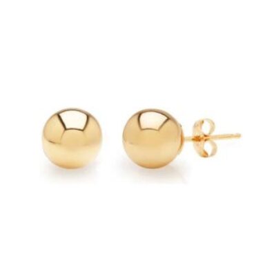 Gold Earrings | 24K Yellow Gold Vermeil Polish Finished 7mm Ball Stud Earrings With Friction Backs  | SuperJeweler