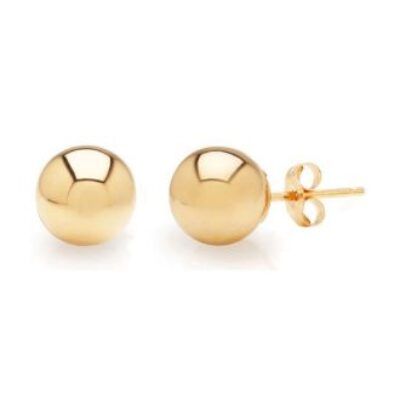 Gold Earrings | 24K Yellow Gold Vermeil Polish Finished 8mm Ball Stud Earrings With Friction Backs  | SuperJeweler