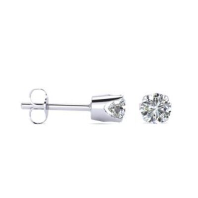 Diamond Earrings | 1/4 Carat Round Moissanite Stud Earrings in 14 Karat White Gold | SuperJeweler.com