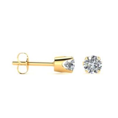 Diamond Earrings | 1/4 Carat Round Moissanite Stud Earrings in 14 Karat Yellow Gold | SuperJeweler.com