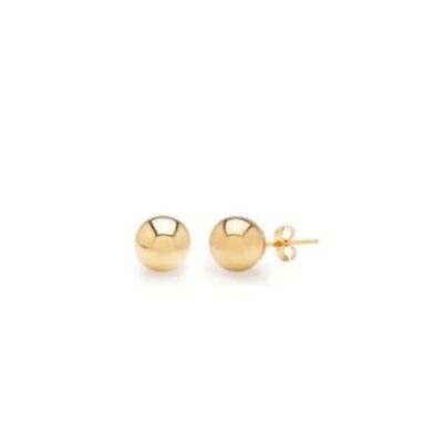 Gold Earrings | 24K Yellow Gold Vermeil Polish Finished 6mm Ball Stud Earrings With Friction Backs  | SuperJeweler