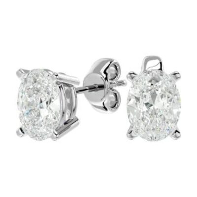 Moissanite Earrings | 2 Carat Oval Shape Moissanite Stud Earrings In Platinum | SuperJeweler